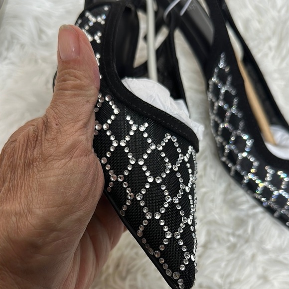 a new day Black and Silver Mesh Kitten Heel Pumps with Sequins Embellished - Picture 2 of 11